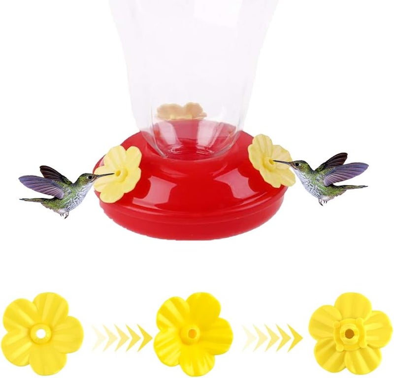 QIHOMPIB Hummingbird Feeder Parts, 16 PCS Hummingbird Feeder Replacement Flowers Yellow, Bee Guards for Hummingbird Feeders Perky Pet Hummingbird Feeder Parts Glass Plastic Hummingbird Feeder Base Replacement - Image 2