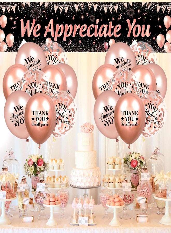 Yoirrat We Appreciate You Decorations Banner Yard Sign and Balloons (Rose Gold We Appreciate You Decorations) - Image 2