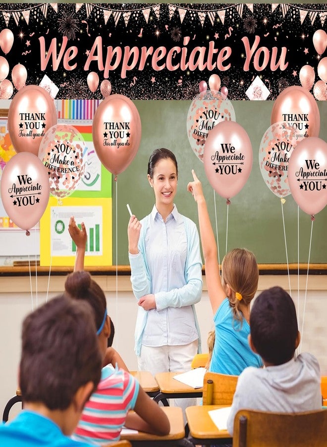 Yoirrat We Appreciate You Decorations Banner Yard Sign and Balloons (Rose Gold We Appreciate You Decorations) - Image 4