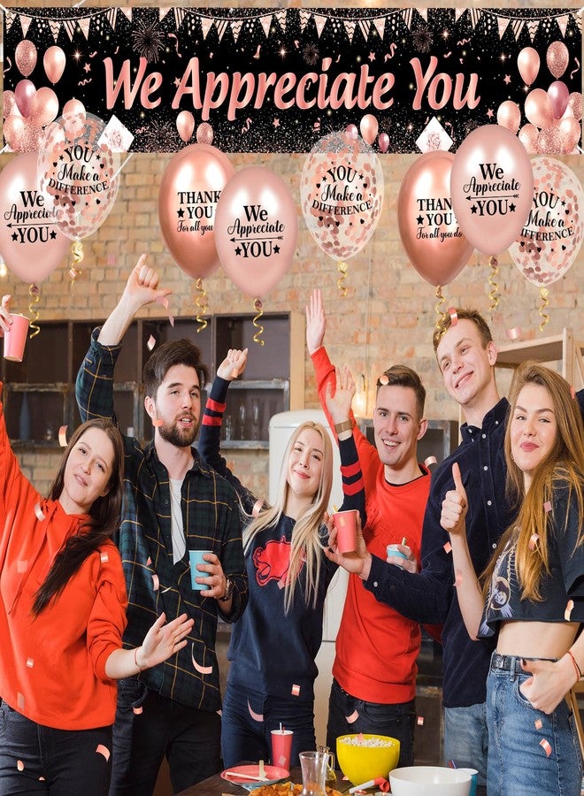 Yoirrat We Appreciate You Decorations Banner Yard Sign and Balloons (Rose Gold We Appreciate You Decorations) - Image 3