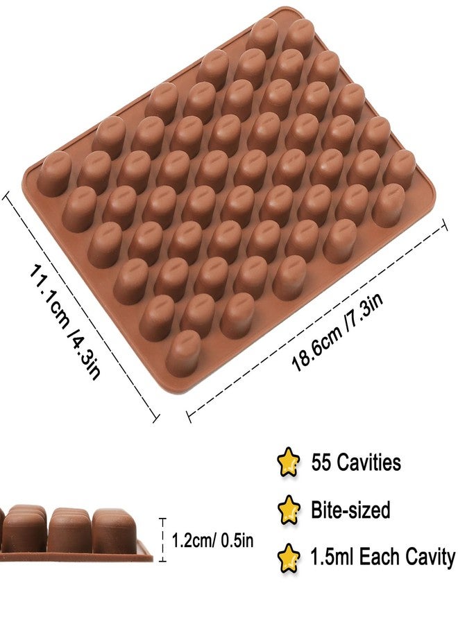 Amyandone Mini Coffee Bean Molds, 55 Cavities Silicone Chocolate Mold with Coffee Bean Shape, Food Grade Mini Silicone Mold for Homemade Sugar Free Chocolate Chips/Snacks/Cake Décor, 2 PCS - Image 2