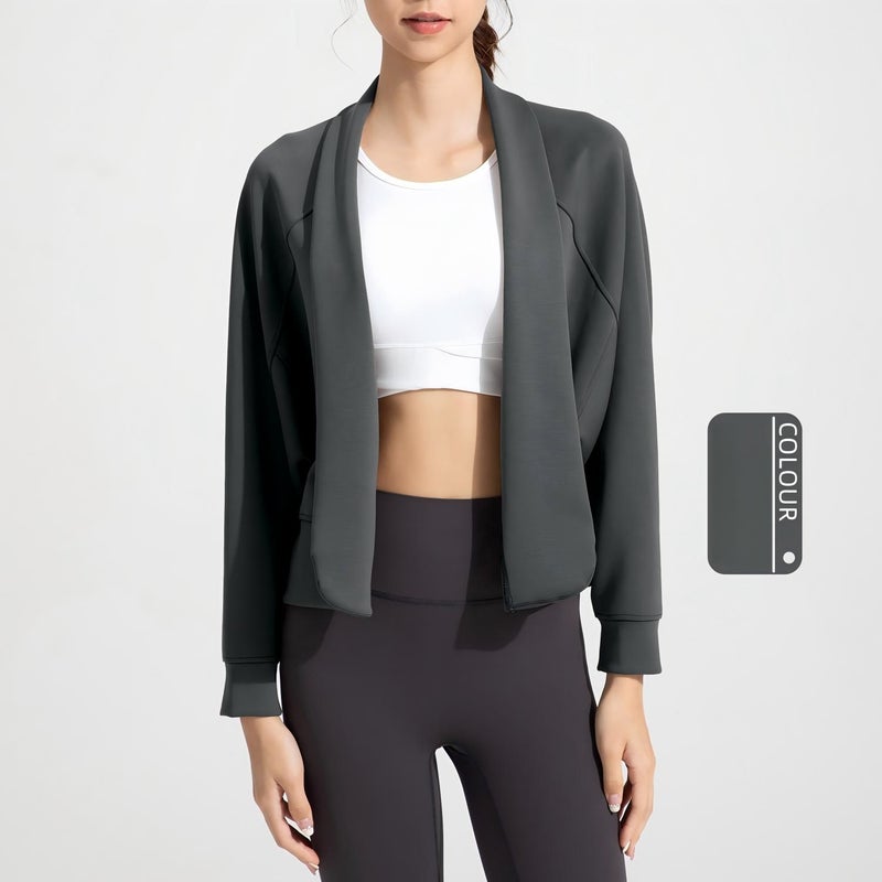 Women's Cooling Modal Air Layer Long Sleeve Open Front Yoga Cardigan - Breathable Soft Lounge Cover Up Shawl - Image 1