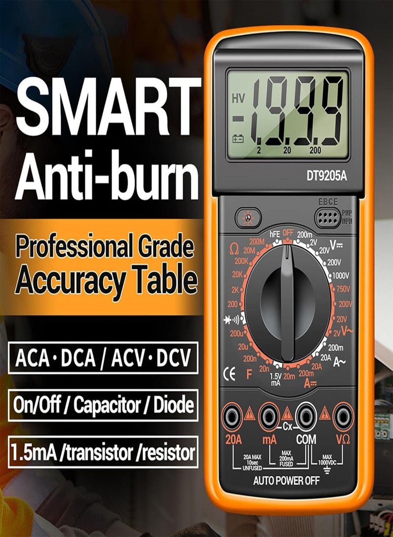 GGOOT DT9205A Multimeter - High Accuracy Multi Tester Short Circuit Detection - Digital Multimeter for Home Professional Use with Extendable Support Frame, Low Power Consumption - Image 5