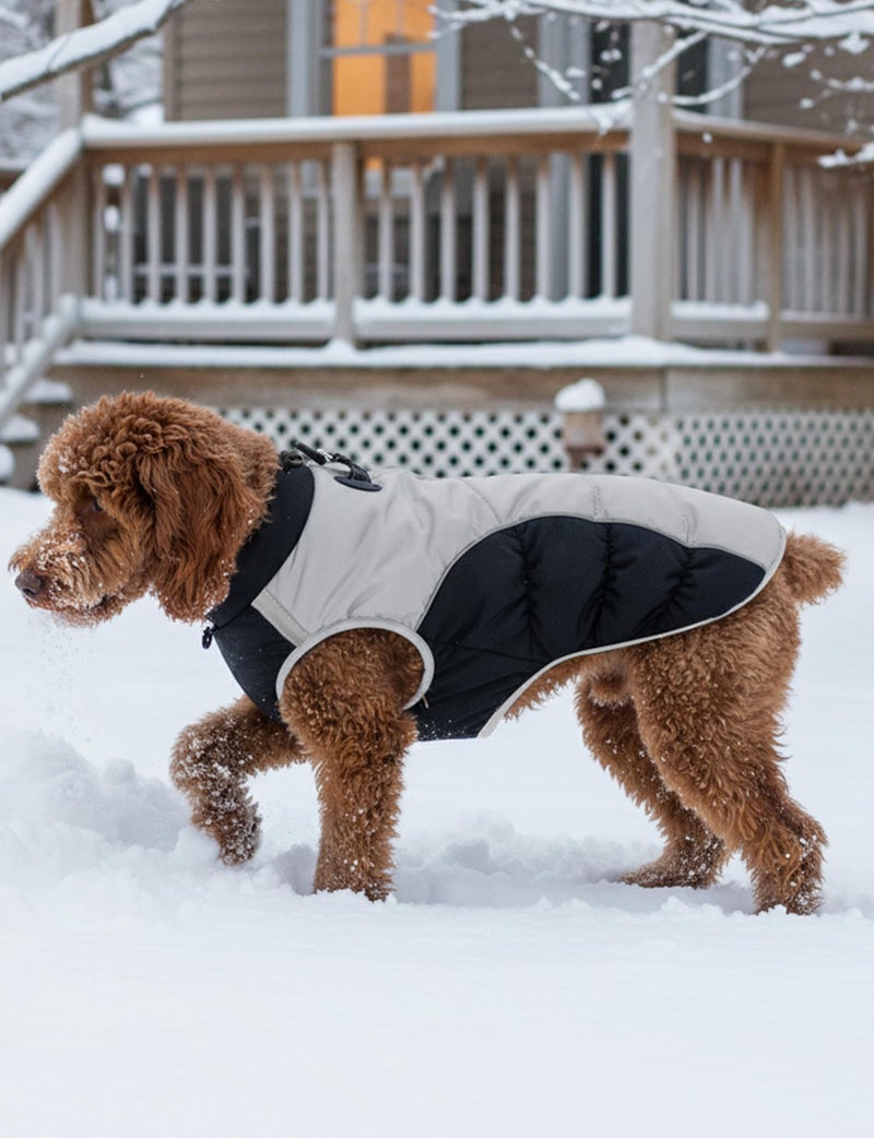 AURUZA Dog Coat, Warm Dog Winter Coat Waterproof Small Dogs Jacket with Harness Built Reflective Pet Vest with Zipper for Medium Dogs Windproof Pet Fleece Puffer Vest Snow Jacket for Cold Weather - Image 5