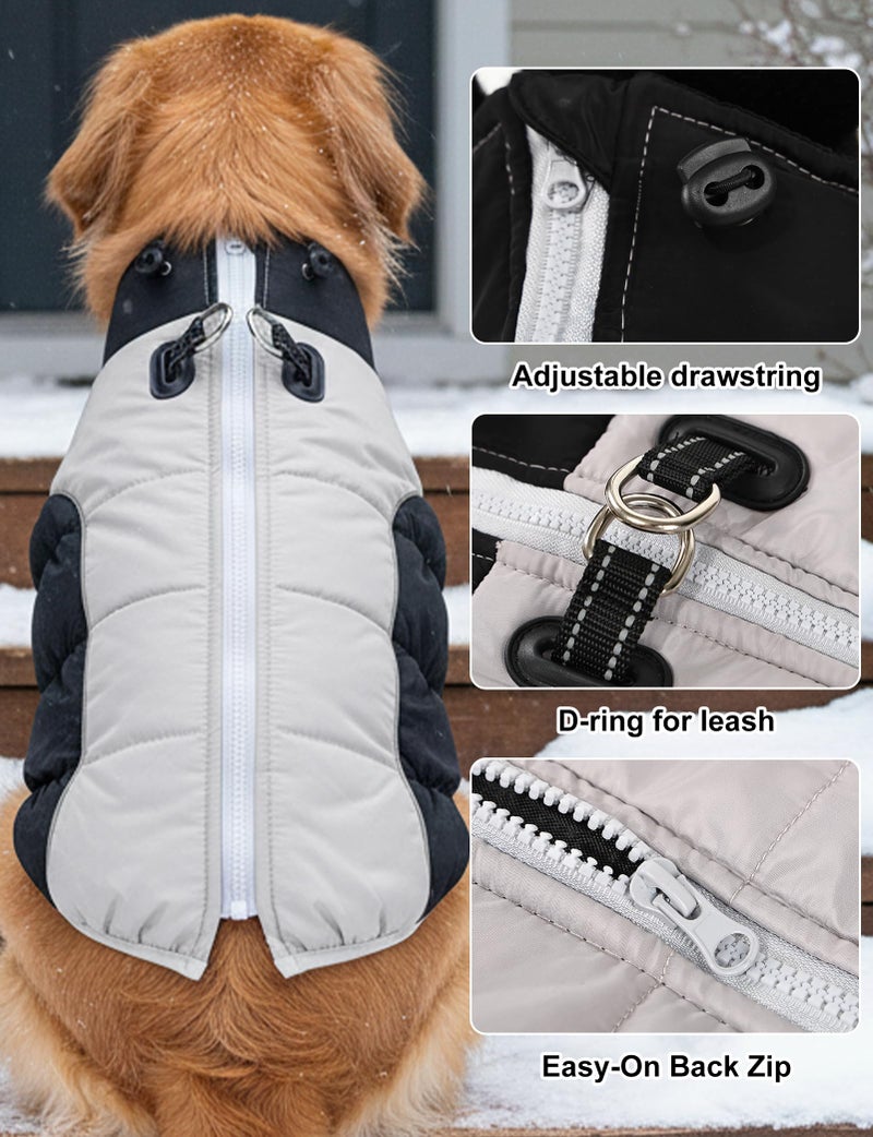 AURUZA Dog Coat, Warm Dog Winter Coat Waterproof Small Dogs Jacket with Harness Built Reflective Pet Vest with Zipper for Medium Dogs Windproof Pet Fleece Puffer Vest Snow Jacket for Cold Weather - Image 2