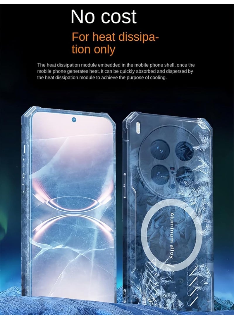 general Case Compatible with Honor X9d 5G, Hole Heat Dissipation Case Hybrid Transparent TPU Bumper Aluminum Alloy Cooling Cover - Image 3