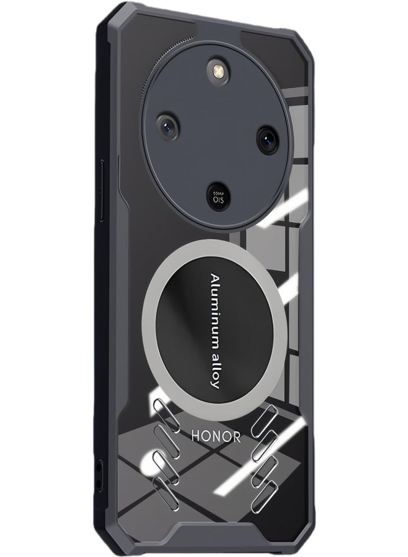 general Case Compatible with Honor X9d 5G, Hole Heat Dissipation Case Hybrid Transparent TPU Bumper Aluminum Alloy Cooling Cover - Image 1