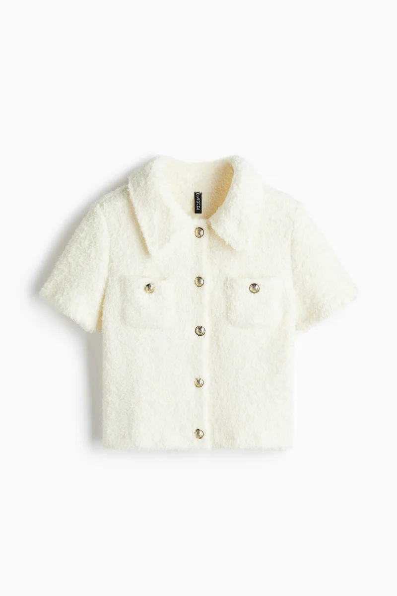 H&M Short-sleeved teddy cardigan