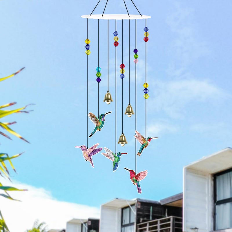 Vcekract Diamond Painting Kits, Hummingbird Diamond Art Wind Chimes, Diamond Art Kits for Adults, Adult Craft Kits for Garden Decor - Image 2