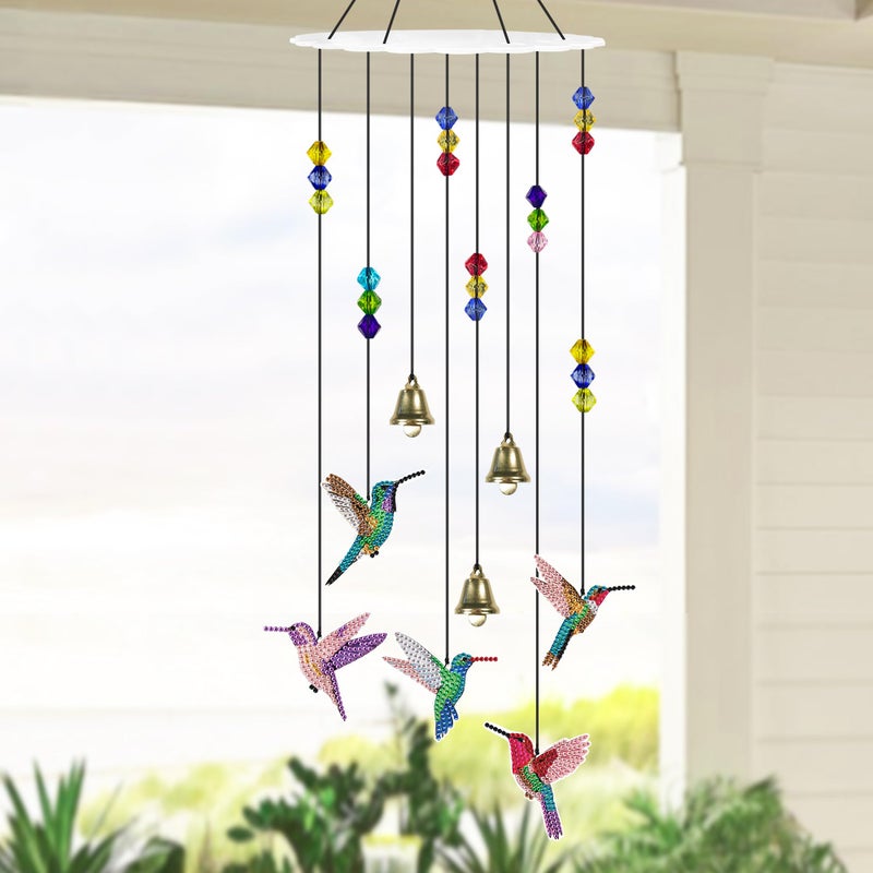 Vcekract Diamond Painting Kits, Hummingbird Diamond Art Wind Chimes, Diamond Art Kits for Adults, Adult Craft Kits for Garden Decor - Image 5