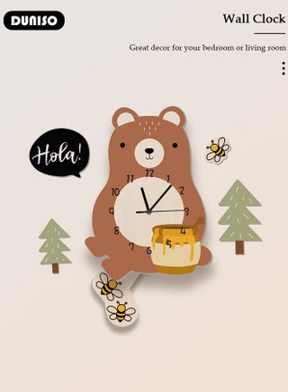Wall Clock for children, Little Bear Hanging Clock, Cartoon Silent Clock Decorative Clock for Living Room, Creative Wall Clock for Boy Room Little bee Decorative Mute Pendulum Clocks - view 4