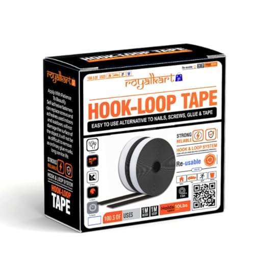 Royalkart Self Adhesive Hook and Loop Tape | Mounting Tape for Household Purposes,School,Office,Kids| (5m Hook + 5m Loop)(Black) - Image 1