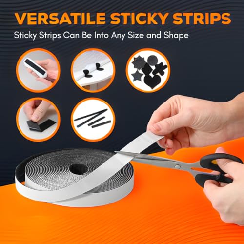 Royalkart Self Adhesive Hook and Loop Tape | Mounting Tape for Household Purposes,School,Office,Kids| (5m Hook + 5m Loop)(Black) - Image 4