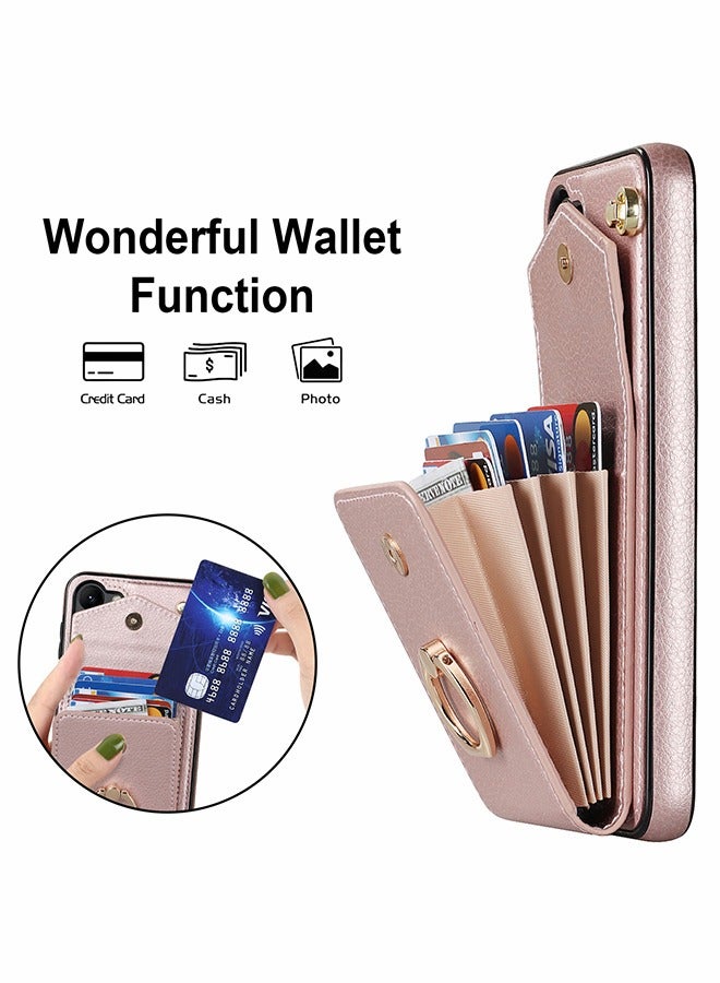 GROIC For Samsung Galaxy S23 Plus Case Wallet Case with Card Holder TPU Inner Shell Shockproof Wrist Strap 360°Rotation Finger Ring Kickstand Leather Phone Cover for S23 Plus 6.6 Inch - Image 5