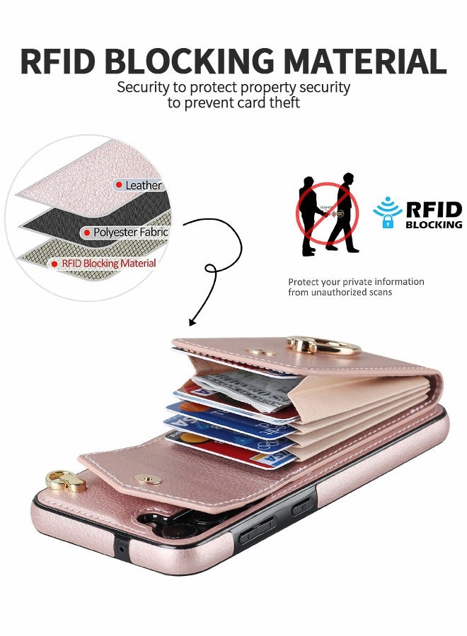 GROIC For Samsung Galaxy S23 Plus Case Wallet Case with Card Holder TPU Inner Shell Shockproof Wrist Strap 360°Rotation Finger Ring Kickstand Leather Phone Cover for S23 Plus 6.6 Inch - Image 2