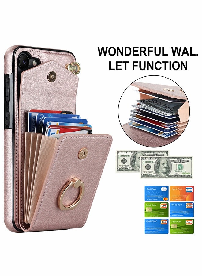 GROIC For Samsung Galaxy S23 Plus Case Wallet Case with Card Holder TPU Inner Shell Shockproof Wrist Strap 360°Rotation Finger Ring Kickstand Leather Phone Cover for S23 Plus 6.6 Inch - Image 3