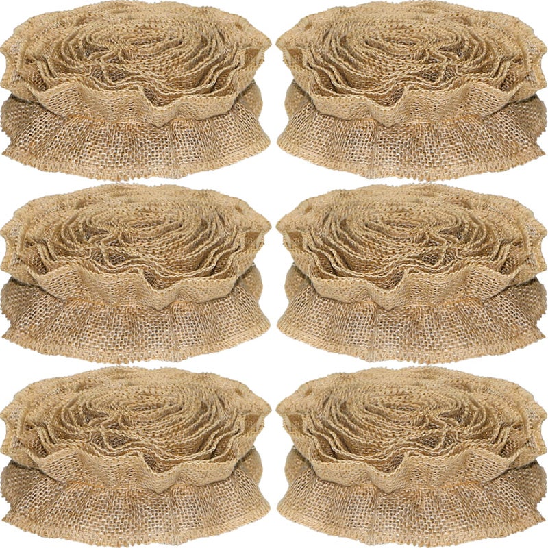 Jishi شريط زينة شجرة عيد الميلاد من جيسي، شريط من الخيش، 9 أقدام، 6 لفات، زينة شجرة عيد الميلاد الريفية، ديكور منزلي عتيق، حرف يدوية زفاف،