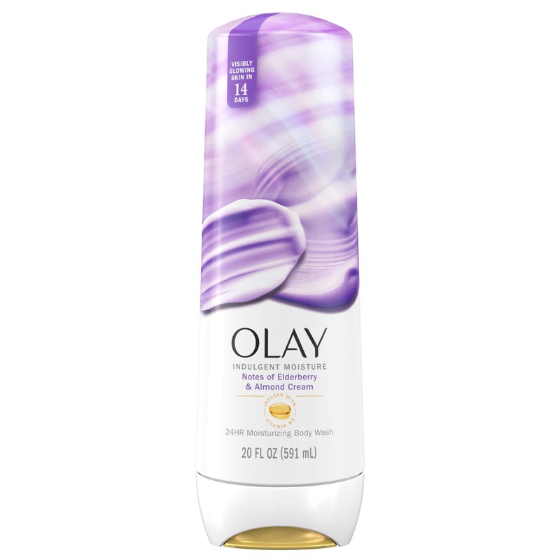 Olay Body Wash for Women, Indulgent Moisture, 24hr Moisturizing & Nourishing Formula, Infused with Vitamin B3 Complex, Luxurious Fragrances, Elderberry & Almond Cream Scent, 20 fl oz - Image 1