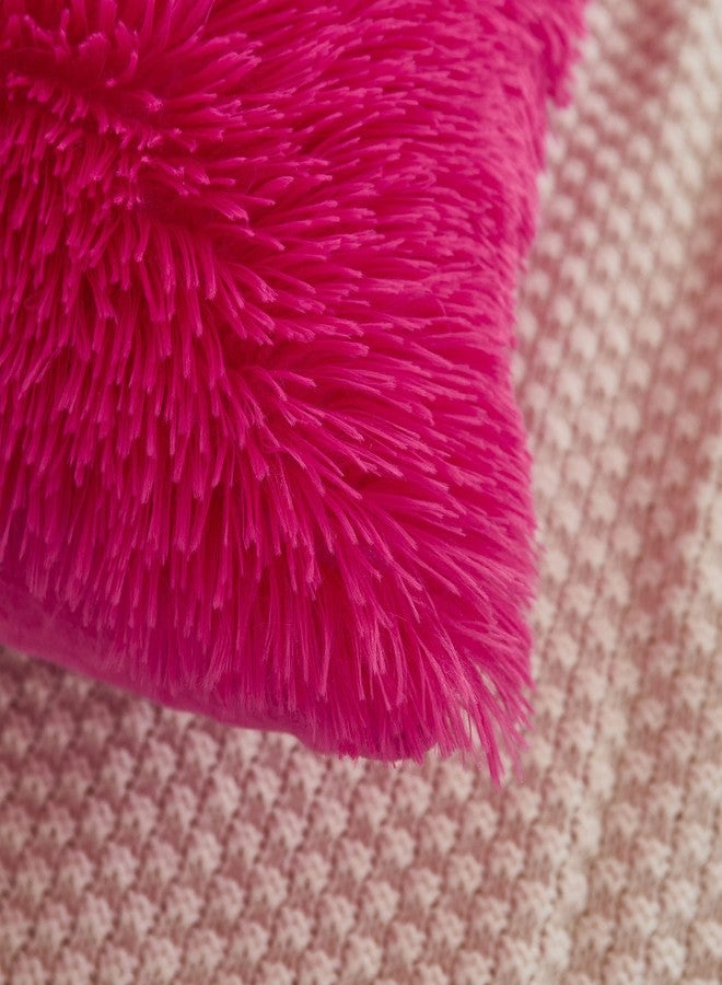 Memfydu Faux Fur Fluffy Pillowcases, Hot Pink Plush Shaggy Velvet Standard/Queen Size Pillow Cover Set of 2, Zipper Closure (20"x26", Hot Pink) - Image 5