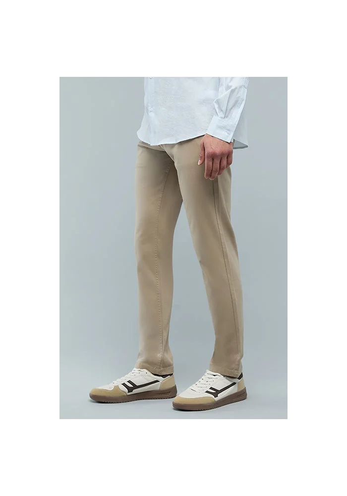 أر أند بي Solid Slim Fit Pants with Button Closure