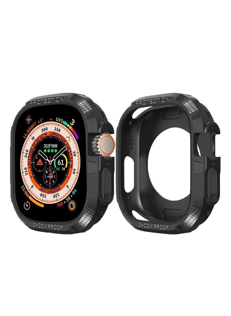 HEXABEX Apple Watch Ultra Case Shockproof Case for Apple Watch Ultra 49MM, Protective Silicone Armour TPU Case Black  - Image 1