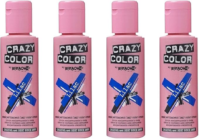 صبغة شعر شبه دائمة Crazy Colour من Renbow لون ليلك رقم 55 100 مل علبة من 4
