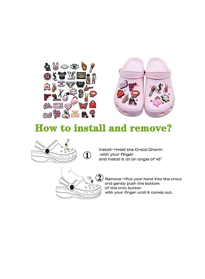 Zikra 39Piece Shoe Charms Fits for Clog Shoes Shoe Decoration Charms Party Gift for Kids Girls Women Mack-up Party Favors Birthday Gifts - Image 4