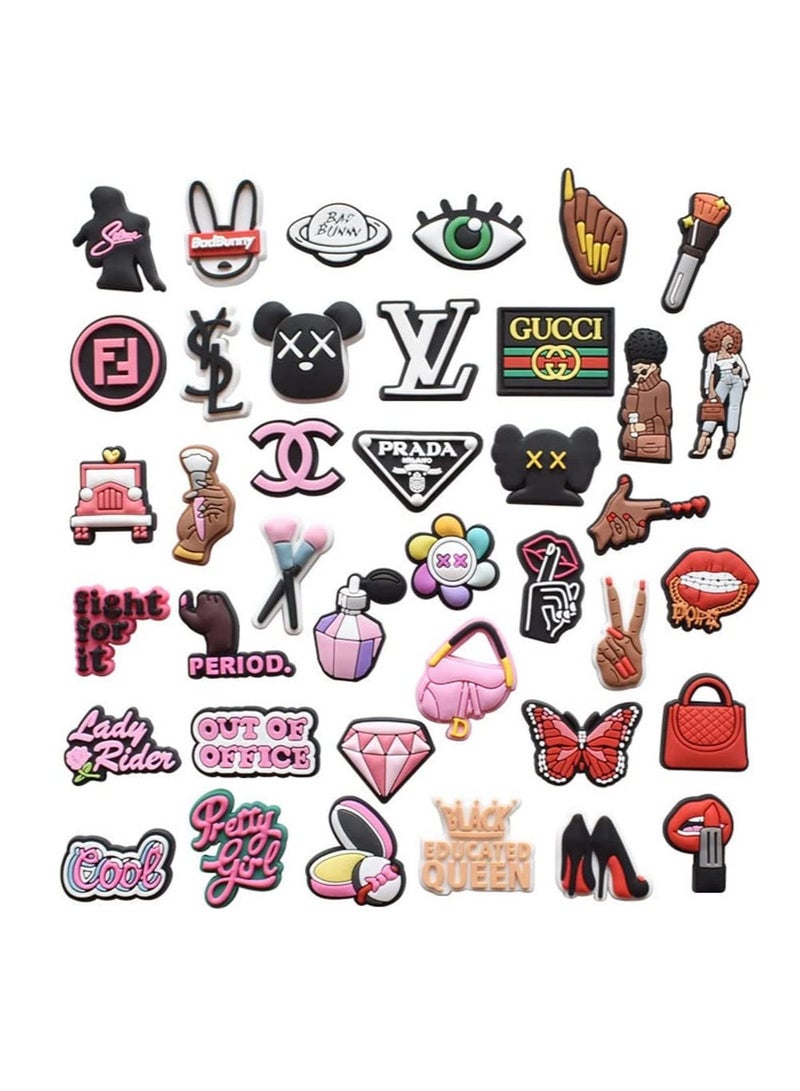Zikra 39Piece Shoe Charms Fits for Clog Shoes Shoe Decoration Charms Party Gift for Kids Girls Women Mack-up Party Favors Birthday Gifts - Image 1