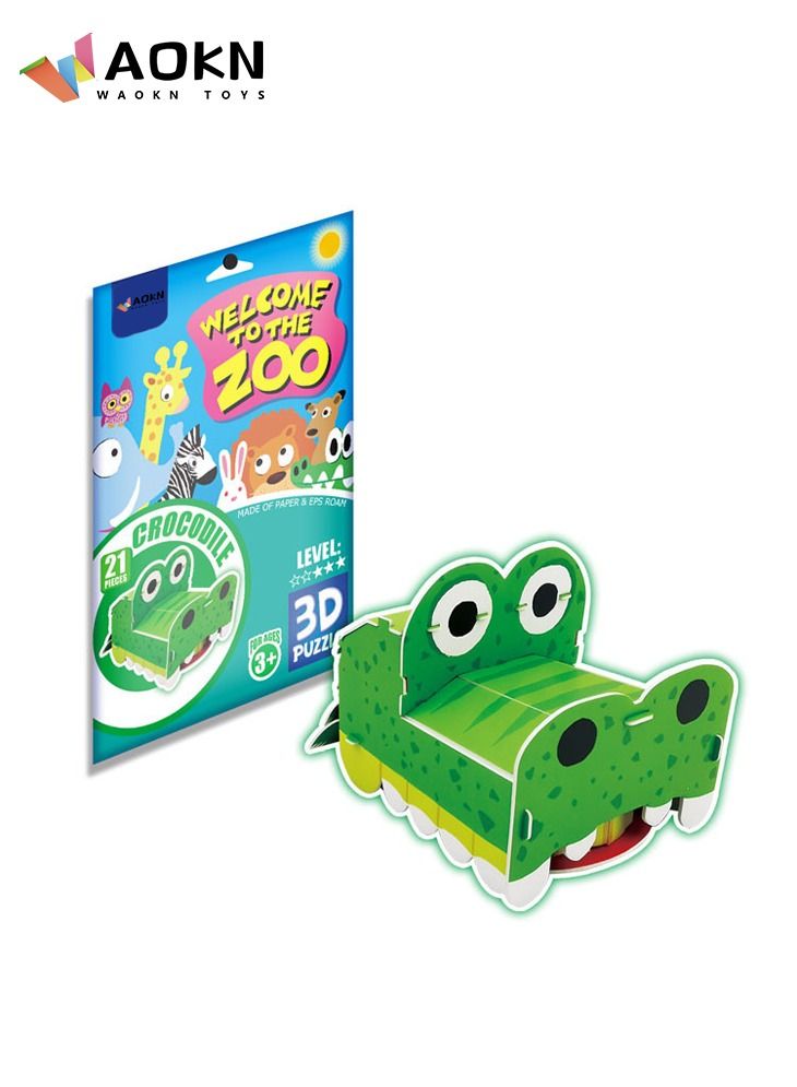WAOKN 3PCs Animals Kids Arts and Crafts Welcome to The Zoo 3D Foam Puzzles Crafts for Children Crocodile Koala Dog Set - Image 4