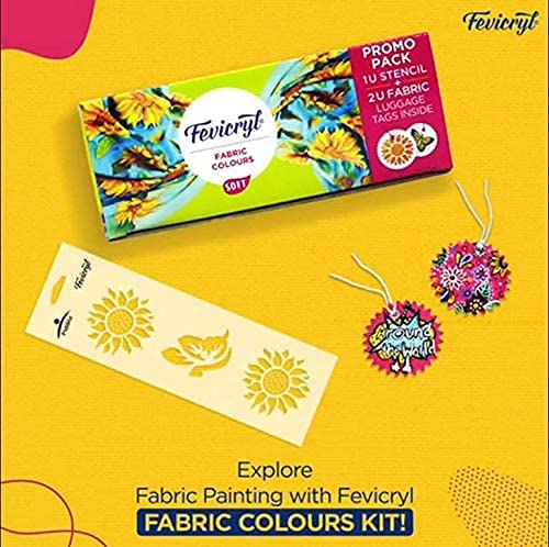 Pidilite Fevicryl Sunflower Kit, Set Of 2 - Acrylic Colour And Fabric Color (10X15Ml) Each, Multicolor - Image 3