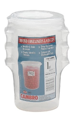 Cambro 1Quart Round FoodStorage Container with Lid Set of 3