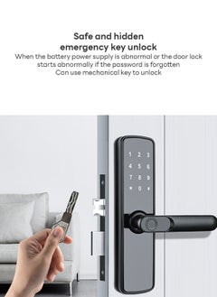 Sharpdo Multifunctional Electronic Fingerprint Door Lock for Home Bedroom, Fingerprint, Password, Card and Key Unlocking  - Image 3