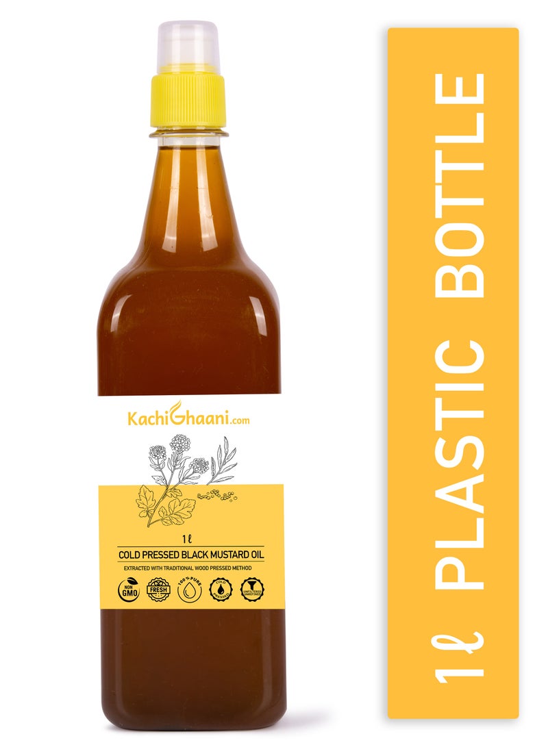 KachiGhaani.com Truly Cold Pressed Black Mustard Oil | 100% Pure & Natural | Strong Aroma & Authentic Taste | 1L - Image 1