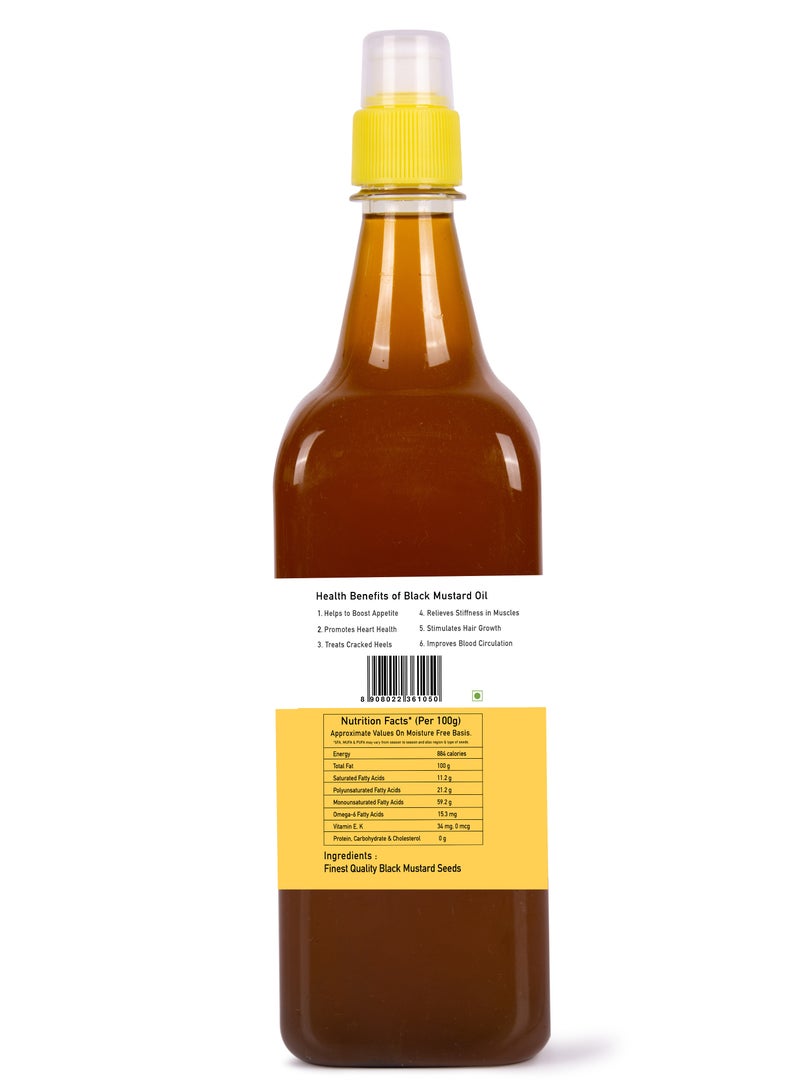 KachiGhaani.com Truly Cold Pressed Black Mustard Oil | 100% Pure & Natural | Strong Aroma & Authentic Taste | 1L - Image 2