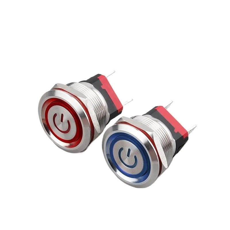 25 مم مفتاح زر معدني 20 أمبير تيار عالي 24 فولت 220 فولت قفل ذاتي إعادة ضبط مقاوم للماء - Image 5