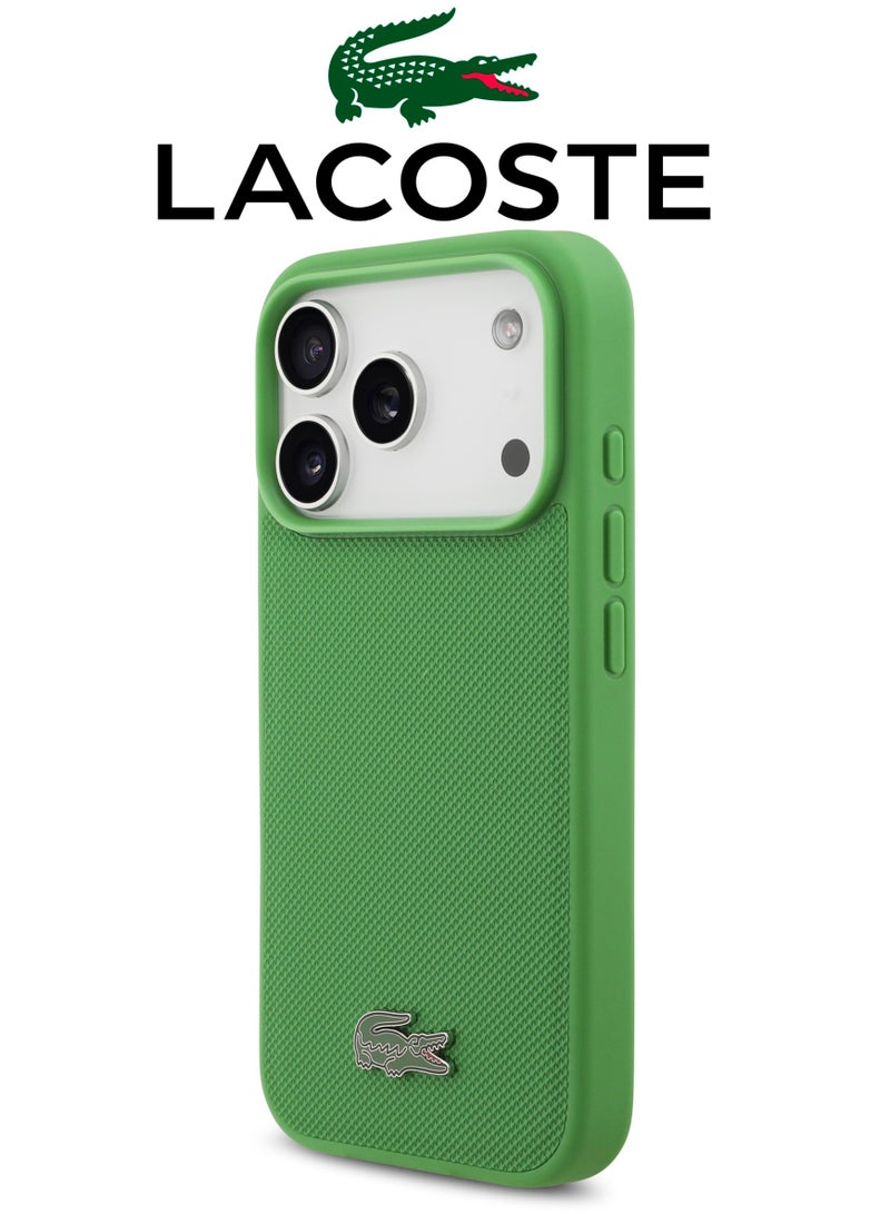 CG MOBILE Leather iPhone 17 Pro Max case. MagSafe wireless charging mobile cover. Shockproof iphone 17 pro max cover with camera bump. Elegant French-designed cover iphone 17 pro max certified in partnership with LACOSTE and CG MOBILE. Green. - Image 4