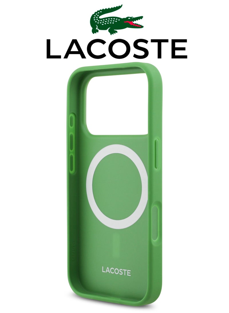 CG MOBILE Leather iPhone 17 Pro Max case. MagSafe wireless charging mobile cover. Shockproof iphone 17 pro max cover with camera bump. Elegant French-designed cover iphone 17 pro max certified in partnership with LACOSTE and CG MOBILE. Green. - Image 5