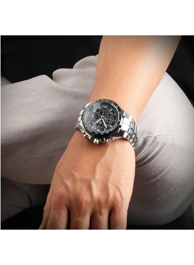 Casio Edifice Chronograph Men’s Watch – Black Dial, Silver Stainless Steel Strap (EF-554SP-1A) - Image 4