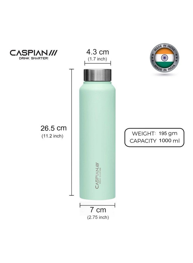 CASPIAN /// Astra Stainless Steel Water Bottle 1 Ltr (Litre) For Fridge, Home, Office, School, Gym-Ideal For Adults, Men, Women, Kids, Boys, Girls-1000Ml Leakproof, Rust Free, Eco-Friendly, Mist Green - Image 2