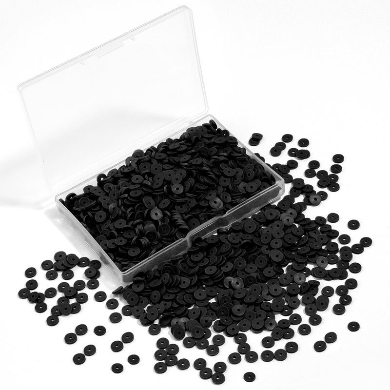 Hiswan Black Polymer Clay Beads 6mm Heishi Bead for Jewelry Bracelets Necklace Making 1000PCS