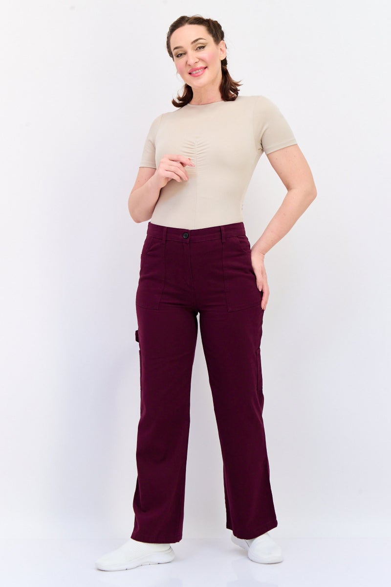 KOTON سروال كارجو عادي للنساء، ماروني - Image 4