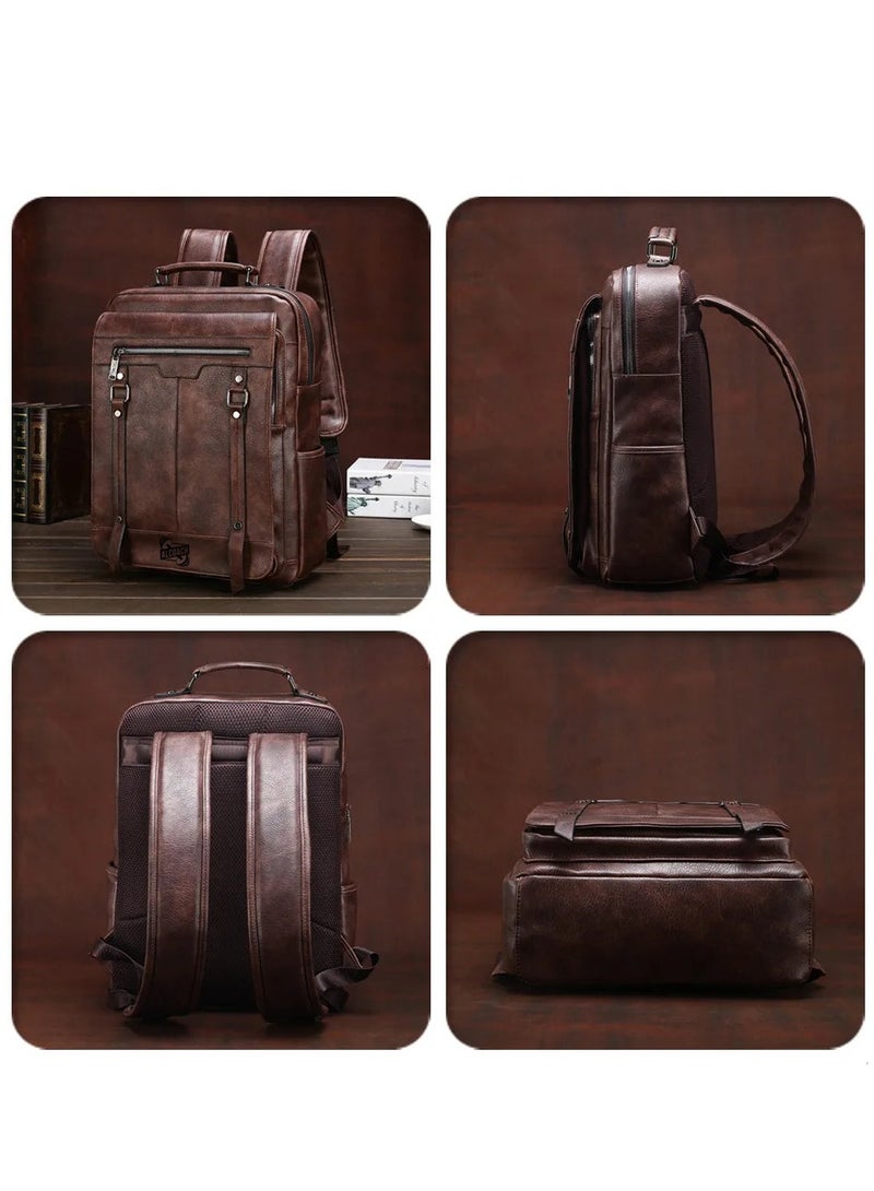 Men's Coach Bag Shoulder Bags Men's Handbags Vintage Large Capacity Leather Bag Men's Leather Backpacks Tote Bag Wallet Leather Backpack  - Image 2