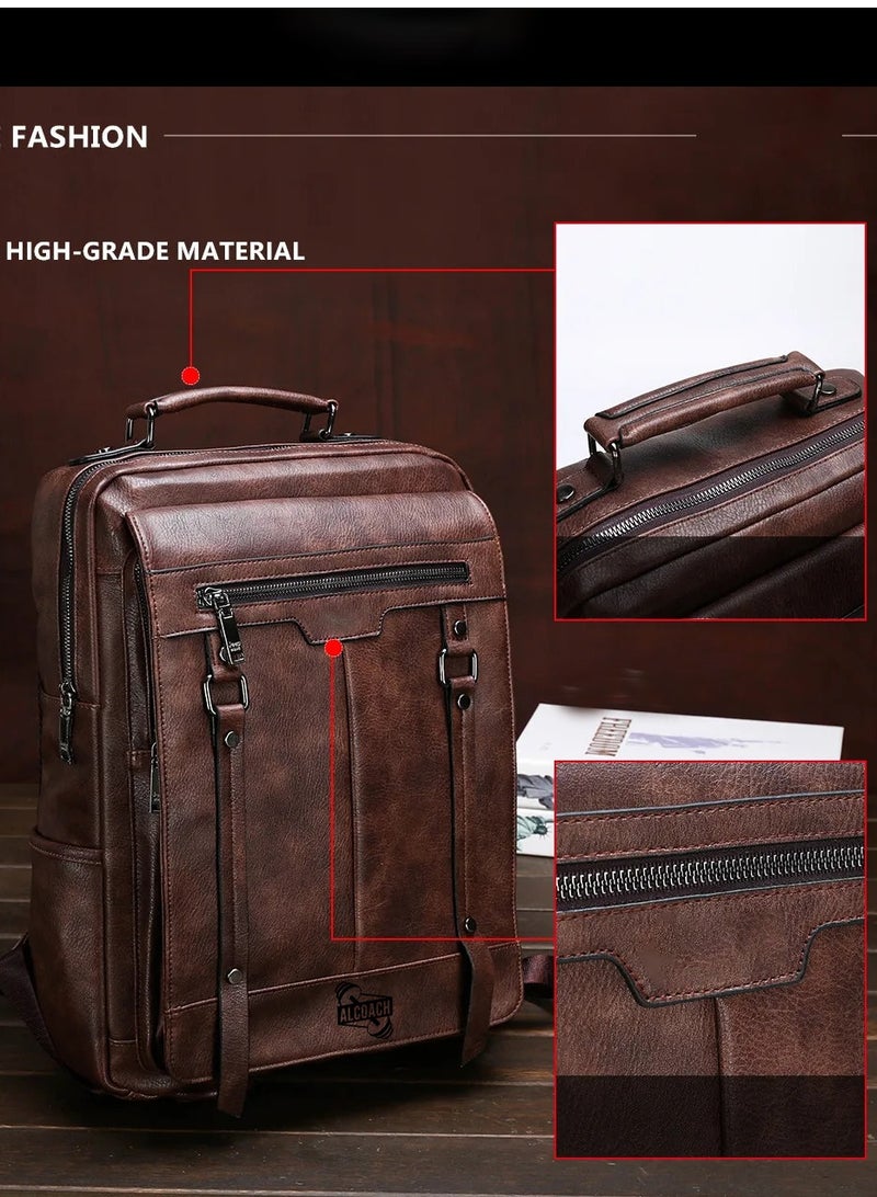 Men's Coach Bag Shoulder Bags Men's Handbags Vintage Large Capacity Leather Bag Men's Leather Backpacks Tote Bag Wallet Leather Backpack  - Image 5