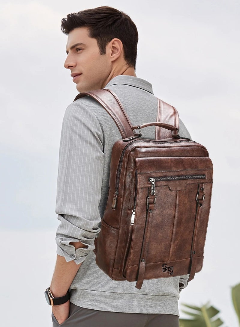 Men's Coach Bag Shoulder Bags Men's Handbags Vintage Large Capacity Leather Bag Men's Leather Backpacks Tote Bag Wallet Leather Backpack  - Image 3
