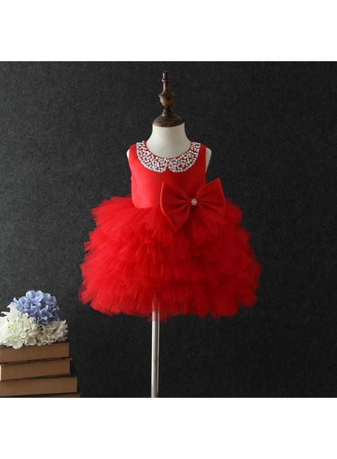 One Year Old Dress Princess Dress Birthday Banquet Summer Baby Girl Host Poncho Dress Girl Piano Performance Dress