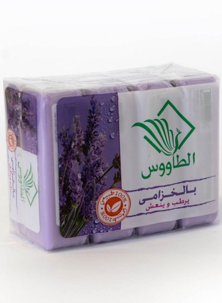 الطاووس صابون الجمال المغربي برائحة اللافندر الطاووس ، 125 جم ، 4 قطع