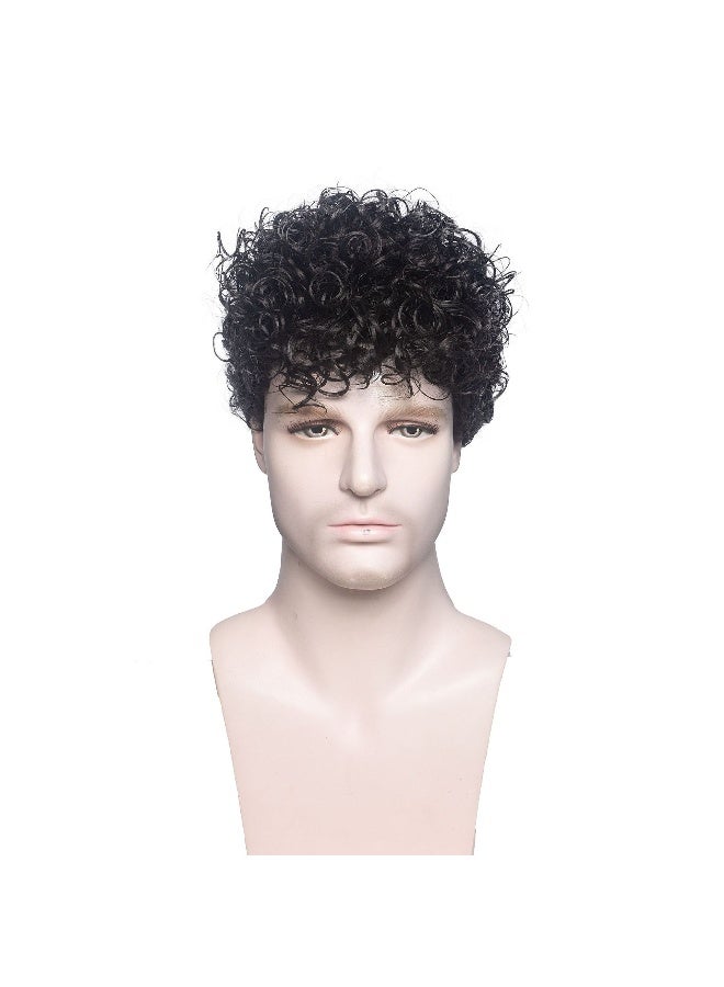 Generic Fashionable Mens Short Curly Wig Black 