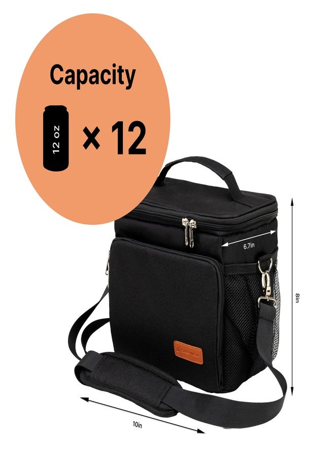 Carrywell (Not Made In China) Insulated Lunch Bag For Men, Men's Lunch Box, Leakproof, Collapsible, Soft Sided Cooler W/Adjustable Shoulder Strap, Black - Image 2