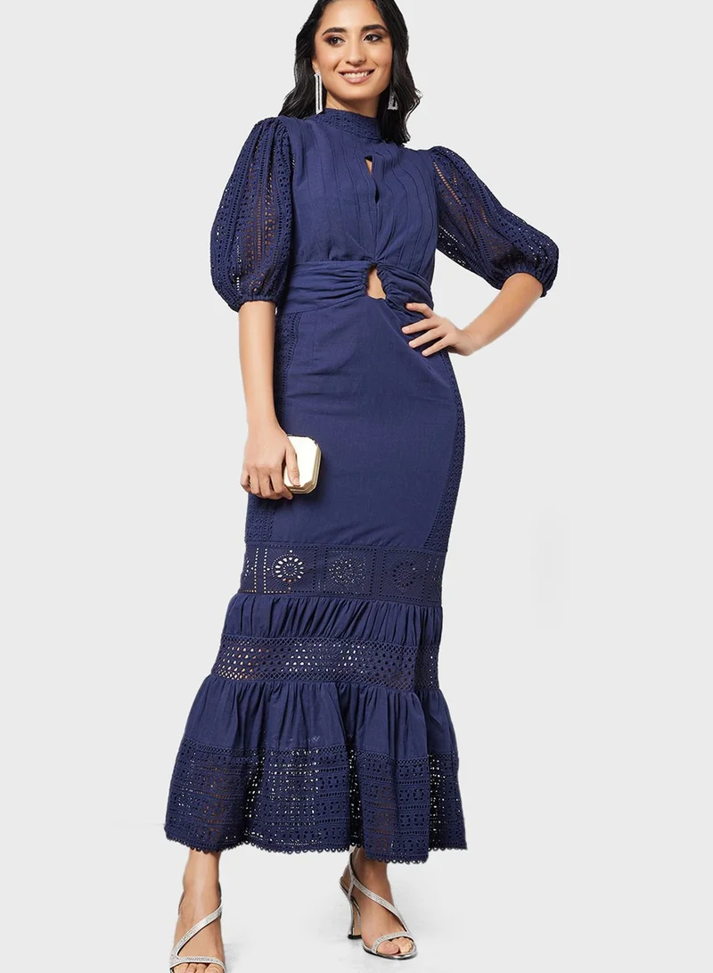 Threadz by Ajooni Broderie Detail Dress