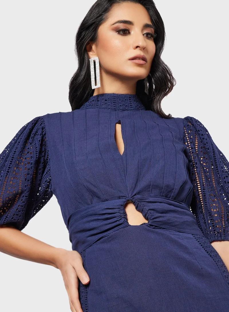 Threadz by Ajooni Broderie Detail Dress